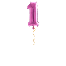 Zahl 1 Pink Ballon - 66cm