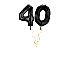 Chiffre 40 noir Set de ballons 66 cm