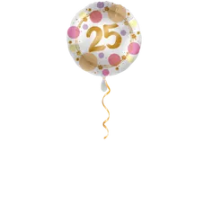 Zahl 25 Golden mit Punkten Ballon - 43 cm