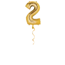 Zahl 2 Gold Ballon - 66cm