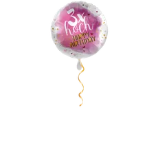 3 Mal Hoch Happy Birthday Ballon - 43cm