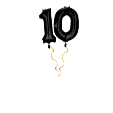 Chiffre 10 noir Set de ballons 66 cm