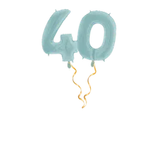 Chiffre 40 bleu pastel Set de ballons 66 cm