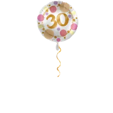 Zahl 30 Golden mit Punkten Ballon - 43 cm