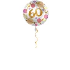 Zahl 60 Golden mit Punkten Ballon - 43 cm