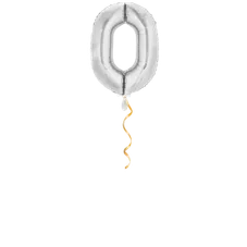Zahl 0 Silber Ballon - 66cm