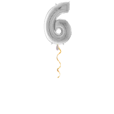 Zahl 6 Silber Ballon - 66cm