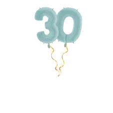 Chiffre 30 bleu pastel Set de ballons 66 cm