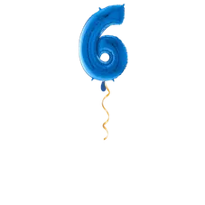 Zahl 6 Blau Ballon - 66cm