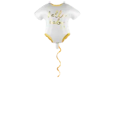 Babystrampler weiss/gold Ballon - 50 cm