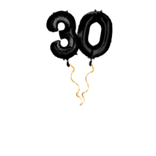 Chiffre 30 noir Set de ballons 66 cm