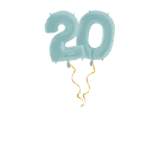 Chiffre 20 bleu pastel Set de ballons 66 cm