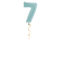 Zahl 7 Pastellblau Ballon - 66cm