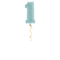Zahl 1 Pastellblau Ballon - 66cm
