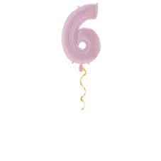 Zahl 6 Pastellrosa Ballon - 66cm