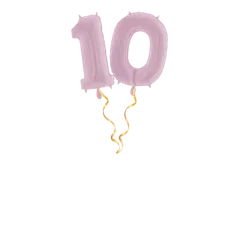 Zahl 10 Pastellrosa Ballon-Set 66 cm