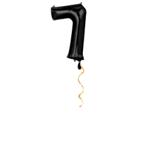 Zahl 7 Schwarz Ballon - 66cm