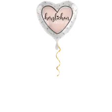 Herzlichen Glückwunsch Herz weiss/rosa Ballon - 43cm