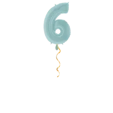 Zahl 6 Pastellblau Ballon - 66cm