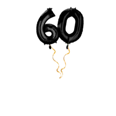 Zahl 60 Schwarz Ballon-Set 66 cm 