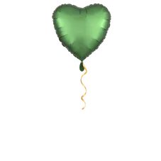 Herz grün satin klein Ballon - 43cm