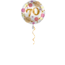 Zahl 70 Golden mit Punkten Ballon - 43 cm
