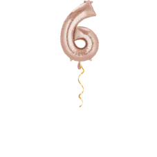 Zahl 6 Rosegold Ballon - 66cm