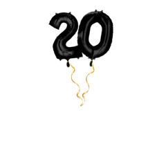 Chiffre 20 noir Set de ballons 66 cm