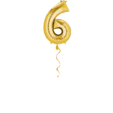 Zahl 6 Gold Ballon - 66cm
