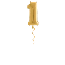 Zahl 1 Gold Ballon - 66cm