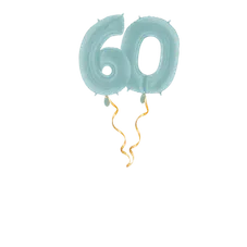 Zahl 60 Pastellblau Ballon-Set 66 cm  
