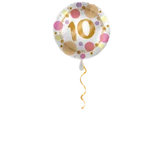 Zahl 10 Golden mit Punkten Ballon - 43 cm