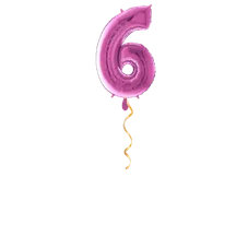 Zahl 6 Pink Ballon - 66cm