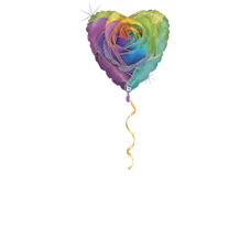 Regenbogen Rose Herz Ballon - 46 cm