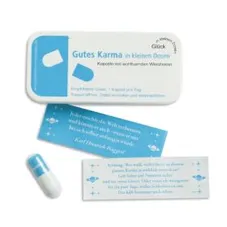 Gutes Karma in kleinen witzigen Dosen