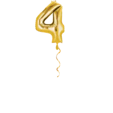 Zahl 4 Gold Ballon - 66cm