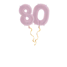 Zahl 80 Pastellrosa Ballon-Set 66 cm