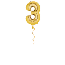 Zahl 3 Gold Ballon - 66cm