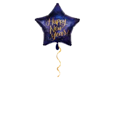 Happy New Year Stern blau Ballon - 43cm