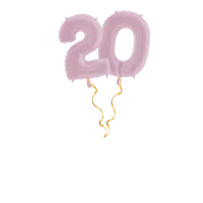 Zahl 20 Pastellrosa Ballon-Set 66 cm