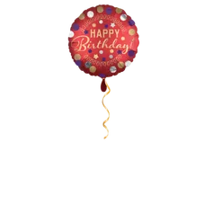 Happy Birthday Satin rot Ballon - 43cm