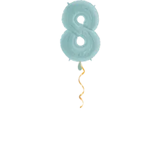 Zahl 8 Pastellblau Ballon - 66cm