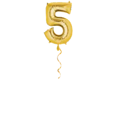 Zahl 5 Gold Ballon - 66cm