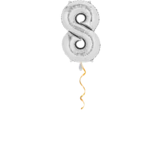 Zahl 8 Silber Ballon - 66cm