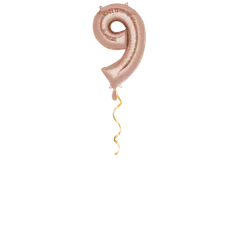Zahl 9 Rosegold Ballon - 66cm
