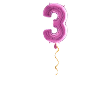Zahl 3 Pink Ballon - 66cm