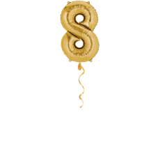 Zahl 8 Gold Ballon - 66cm