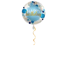 Happy Birthday Punkte Blau Ballon - 43 cm