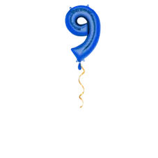 Zahl 9 Blau Ballon - 66cm