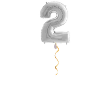 Zahl 2 Silber Ballon - 66cm